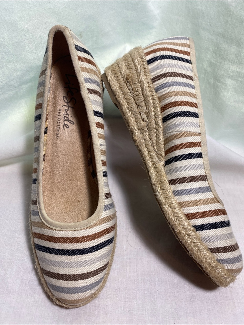 LifeStride Velocity 2.0 Striped Espadrille Flats Women’s Size 7.5M